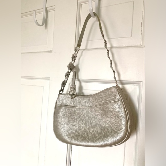 Brighton Leather Rosalie 3D Rose Flower Shoulder Handbag, Embellish Silver Strap - Picture 5 of 16